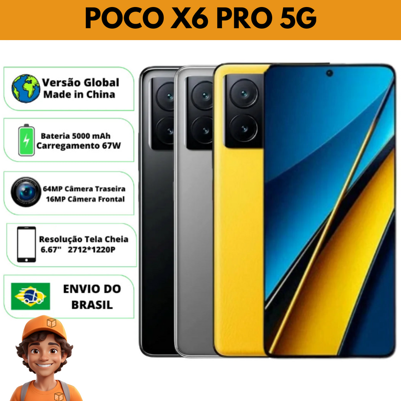 Xiaomi Poco X6 PRO 5G Versão Global | Smartphone 5G, ROM Global, Câmera 64MP